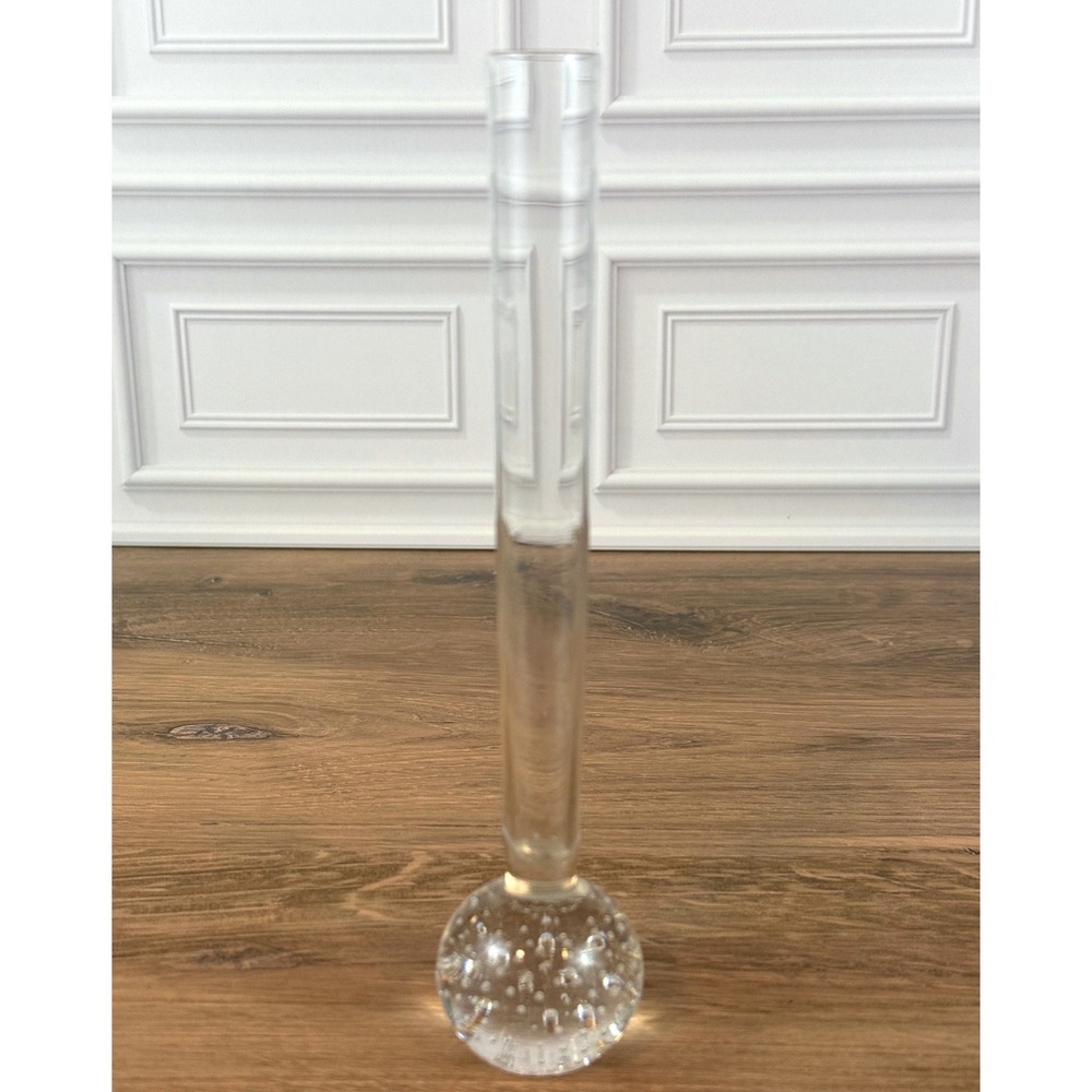 VTG Hand Blown Art Glass Bullicante Controlled Bubbles 8" Bud Vase